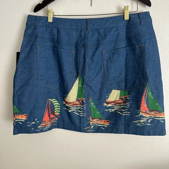 Tuckernuck Blue Mini Skirt with Sailboat Design - Picture 7 of 11